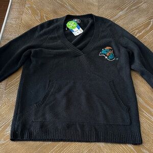 Coastal Carolina Black V-Neck Sweater with Embroidered Logo
